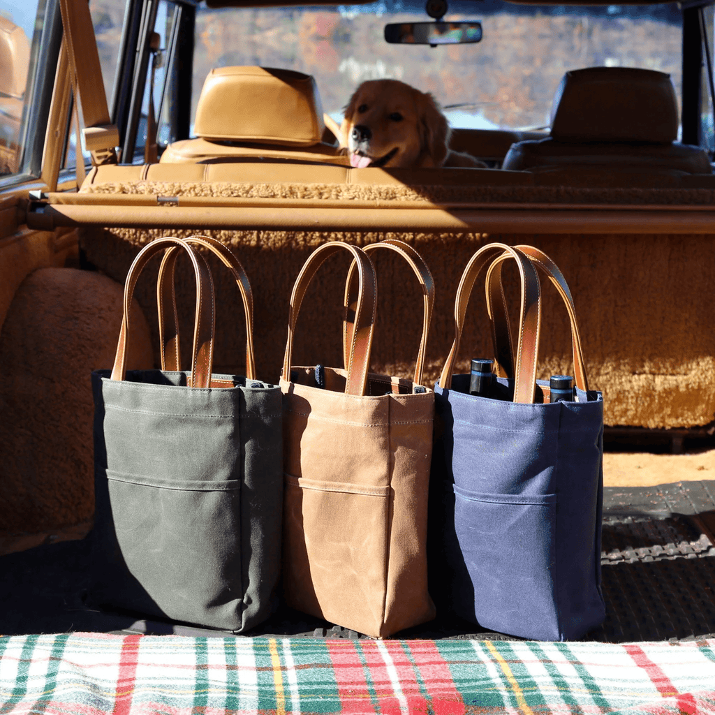 WAXED WINE TOTES