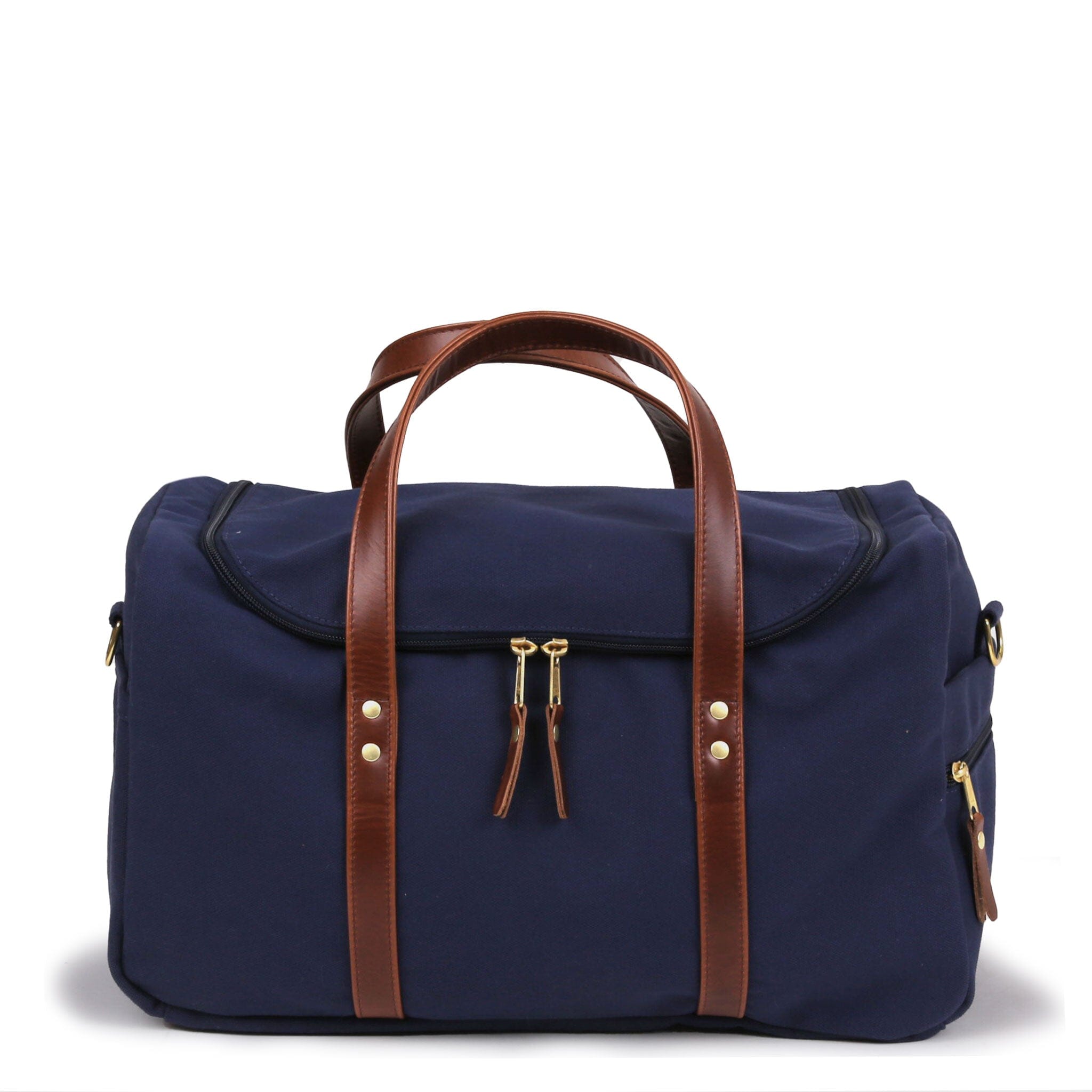 duffel bag for work travel Medium Heritage Commuter Duffel – Navy / Brown