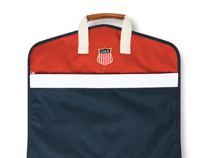 Garment Bag - Navy/Natural/Red