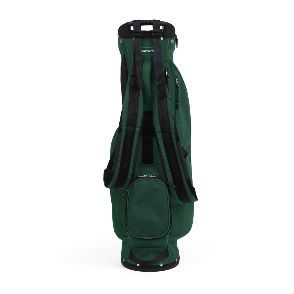 Hudson Sutler Looper Golf Bag in green featuring adjustable dual straps and durable back construction for easy transport
