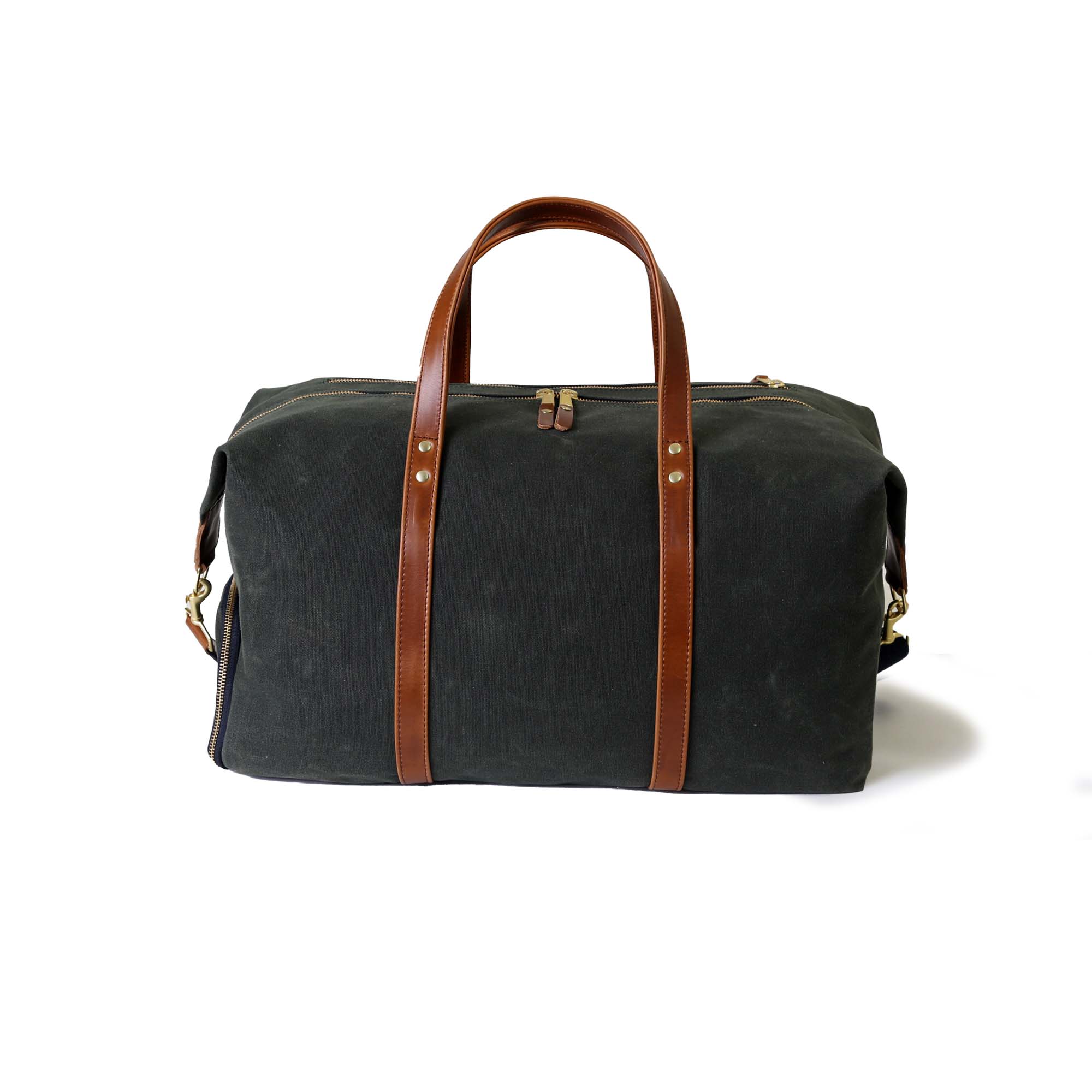 Heritage Weekender Waxed Hunter Green Whiskey Brown Hudson Sutler