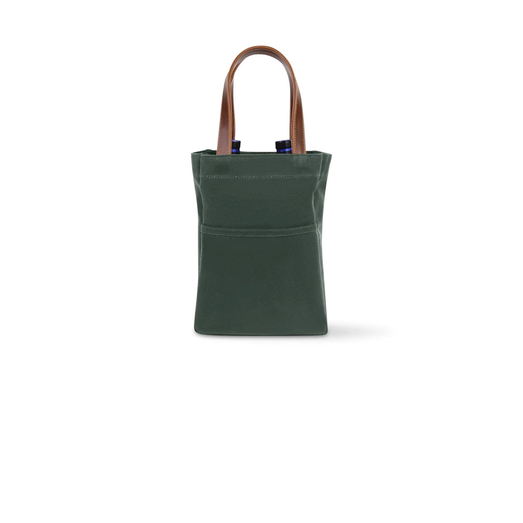 Canvas Wine Tote Bag | Wine Bottle Carry Bag - Hunter Green