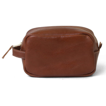 All Leather Toiletry Bag - Chestnut