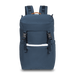 Navy nylon backpack with built in cooler and water bottle sleeves on each side.