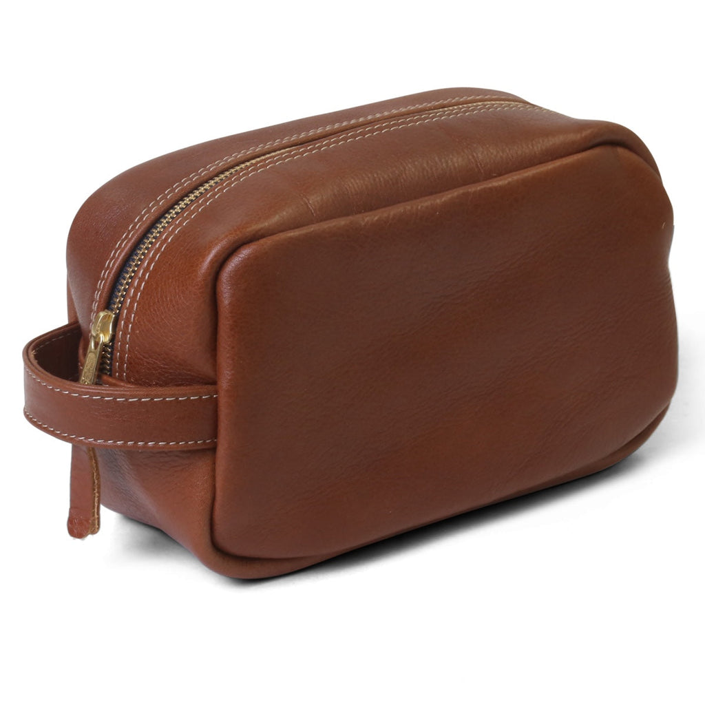 All Leather Toiletry Bag - Chestnut