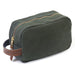 Waxed Canvas and Leather Toiletry Bag - Hunter Green/Whiskey Brown